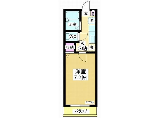 ソレアード旭町(1K/1階)の間取り写真
