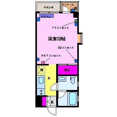 リブ神通(1K/2階)の間取り写真
