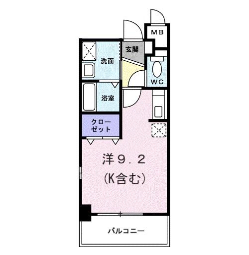 ジェルメ・アビタシオン(ワンルーム/2階)の間取り写真
