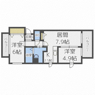ルラシオン北9条通(2LDK/10階)の間取り写真