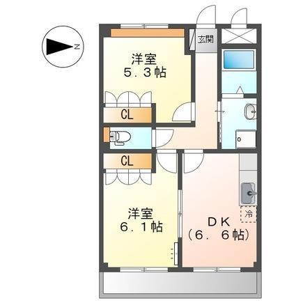 プラッツ・II(2DK/1階)の間取り写真