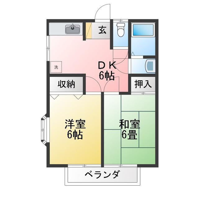 ドミール泉田(2DK/1階)の間取り写真