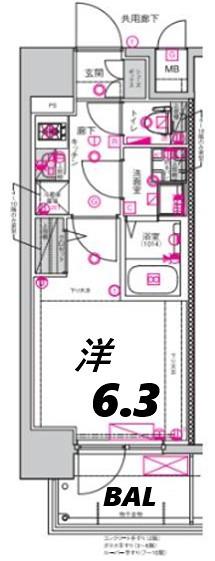 CREST TAPP 庄内(1K/9階)の間取り写真