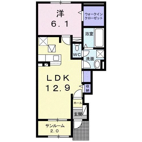 ベル オーヴVIII(1LDK/1階)の間取り写真