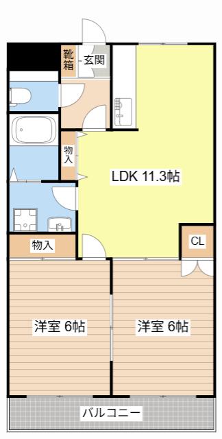 コーポ昴(2LDK/2階)の間取り写真