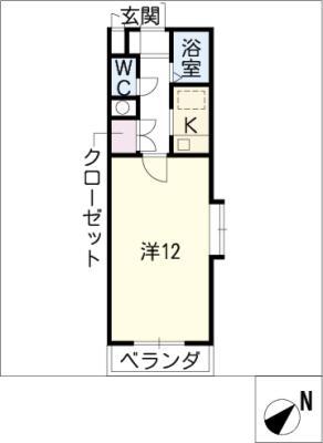 タウンコート天白(1K/2階)の間取り写真