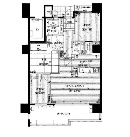 アイランドシティ照葉テラスマリナコート3番館(3LDK/5階)の間取り写真
