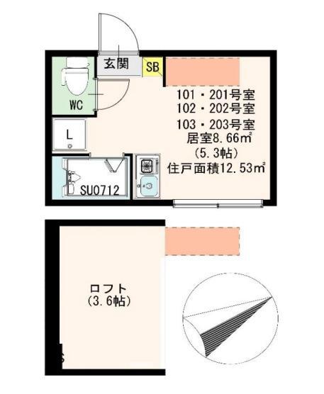ハーモニーテラス志茂XI(ワンルーム/1階)の間取り写真