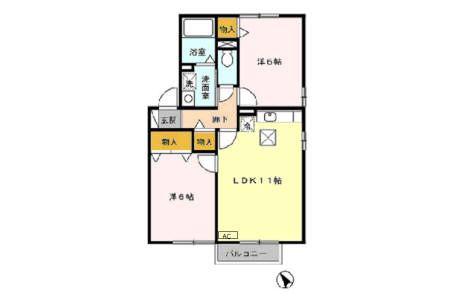 グレースヒルABC(2LDK/1階)の間取り写真