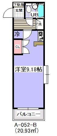 ローズガーデンA52番館(ワンルーム/2階)の間取り写真