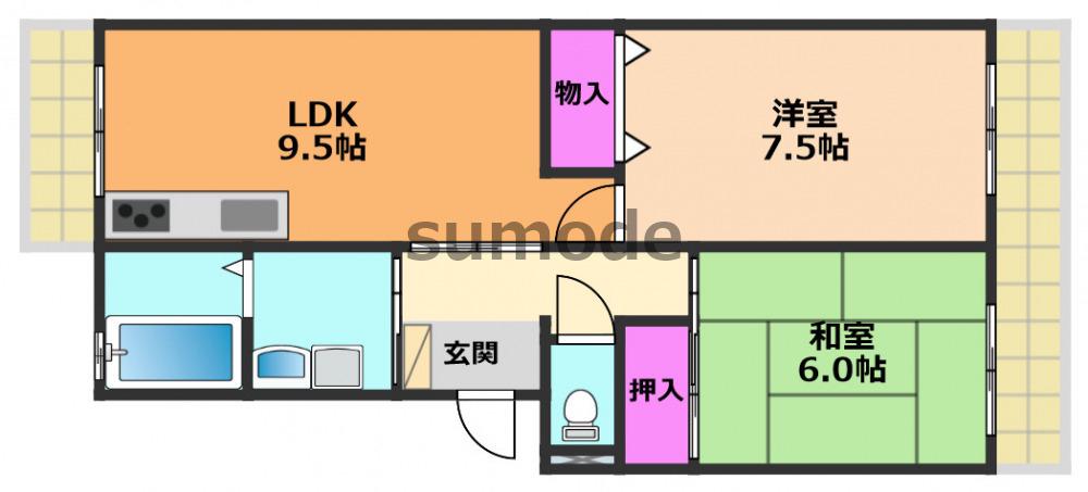 サニーコート2(2LDK/1階)の間取り写真