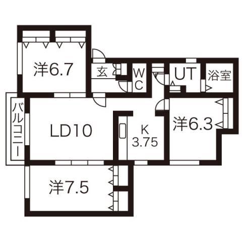 プライムローズ(3LDK/3階)の間取り写真