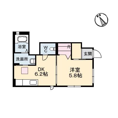 RAINBOW A棟(1DK/1階)の間取り写真