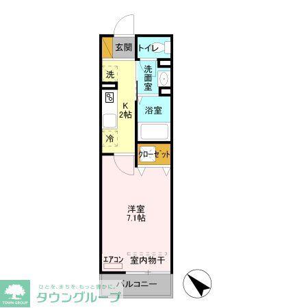 フルール(1K/1階)の間取り写真