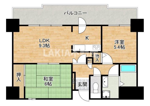 長居東パークレジデンス(2LDK/2階)の間取り写真