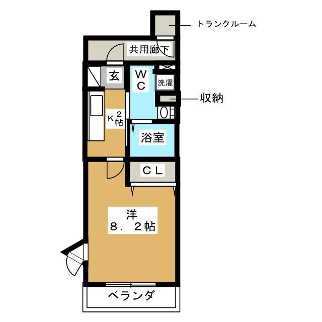 COCOA桜新町(1K/2階)の間取り写真