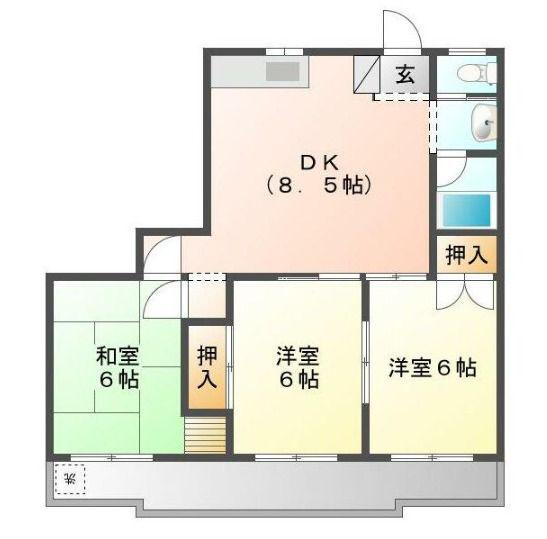 アゼール三条(3DK/3階)の間取り写真