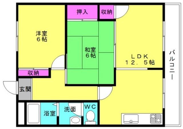 B-ING浜の宮(2LDK/1階)の間取り写真