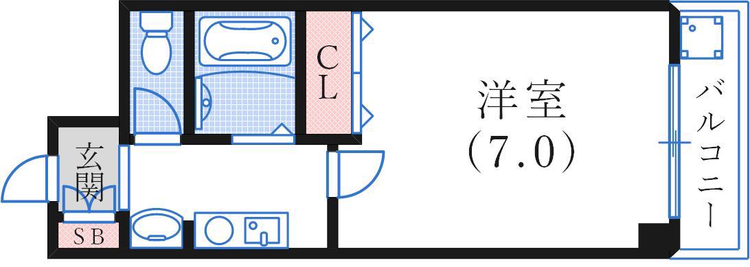 モアベル神戸(1K/3階)の間取り写真