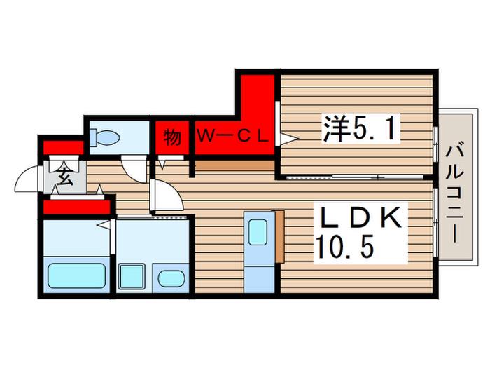 ベラ フェリシア(1LDK/1階)の間取り写真