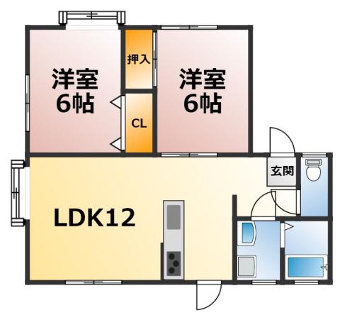 カーサグランデ(2LDK/1階)の間取り写真