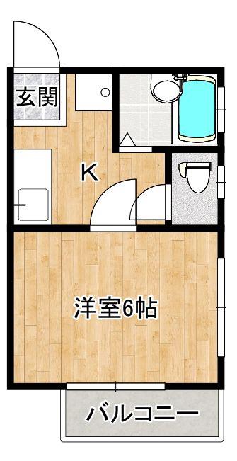 レイクサイド川崎(1K/2階)の間取り写真