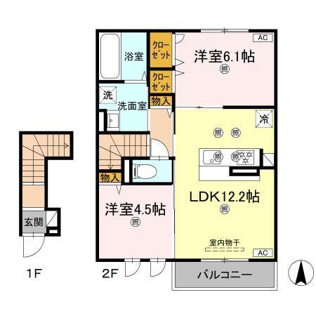 BENEII(2LDK/2階)の間取り写真