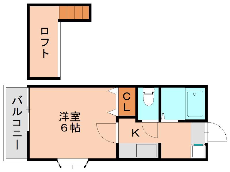 レイクタウン坪見C(1K/2階)の間取り写真