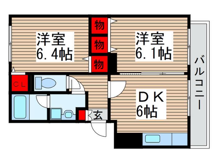 TKファミリア(2DK/1階)の間取り写真