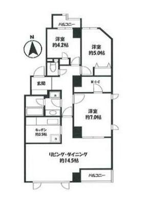 PS AZABU イースト ピーズアザブイースト(3LDK/4階)の間取り写真