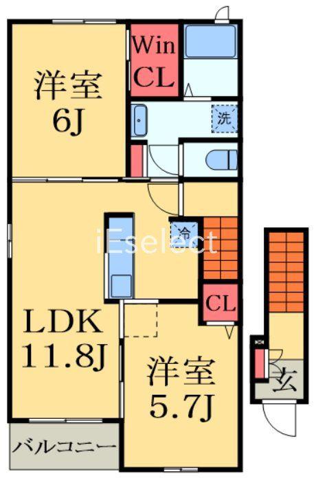 グランデエリアールI(2LDK/2階)の間取り写真