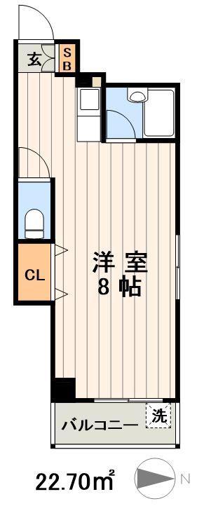 ASIA B.L.D(ワンルーム/5階)の間取り写真