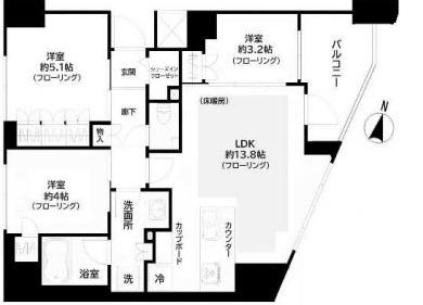 GREEN PARK文京西片(3LDK/13階)の間取り写真