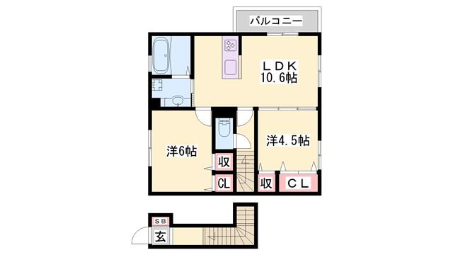 SUMIKA(2LDK/2階)の間取り写真