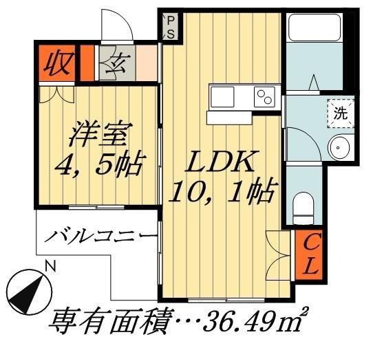 SAFIRA(1LDK/2階)の間取り写真