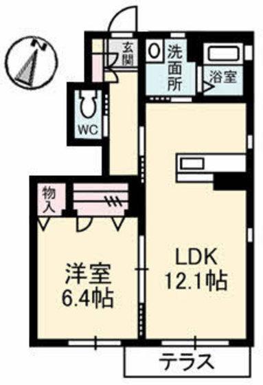ラフィーネ江並(1LDK/1階)の間取り写真