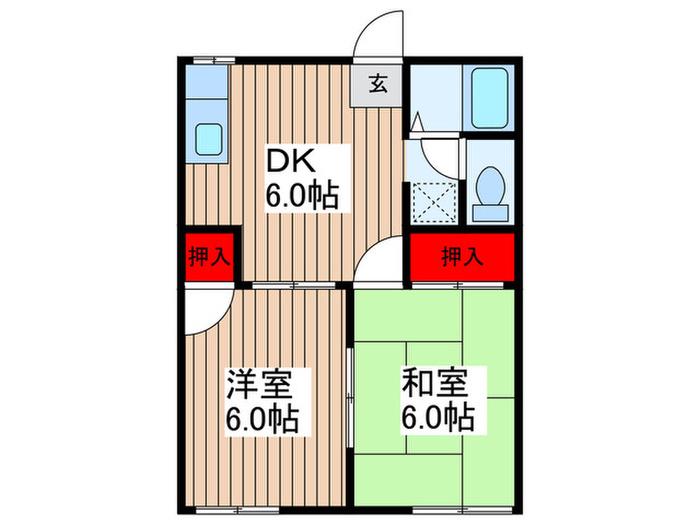 清水ハイツ(2DK/1階)の間取り写真