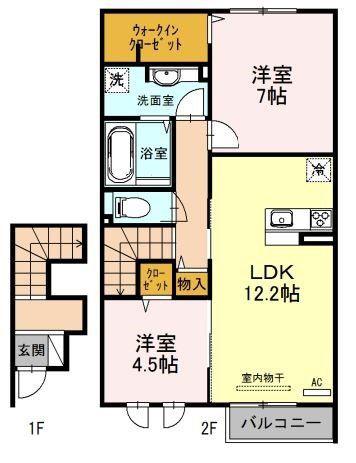 ヴィスタリアオスト(2LDK/2階)の間取り写真