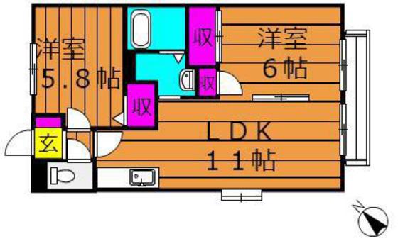 インペリアルパレス(2LDK/1階)の間取り写真