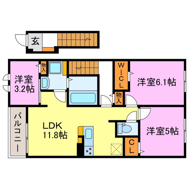 シンシア甲南I・II(3LDK/2階)の間取り写真