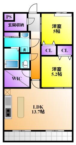 COZY THREE STYLE(2LDK/1階)の間取り写真