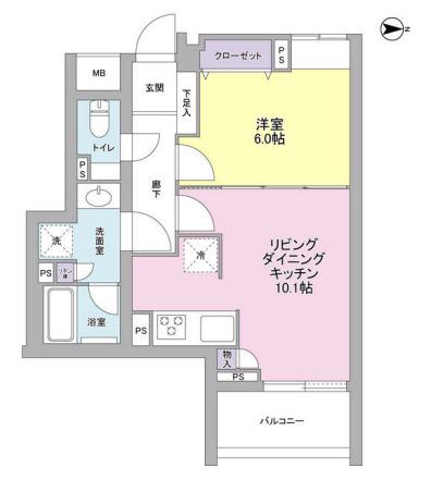 デュエット北千住マキア(1LDK/2階)の間取り写真