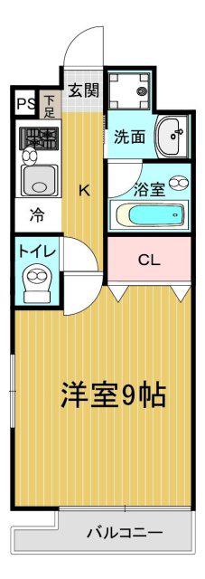 エスト東古松(1K/6階)の間取り写真