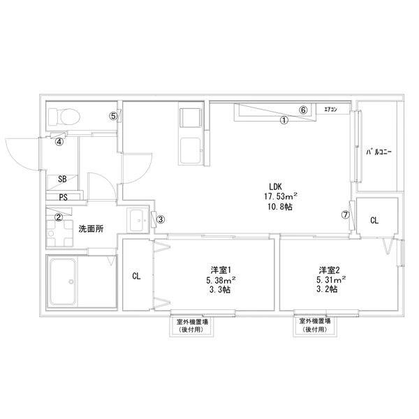 TIDY中村公園(2LDK/1階)の間取り写真