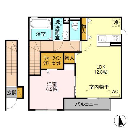 ティエード マロン A(1LDK/2階)の間取り写真