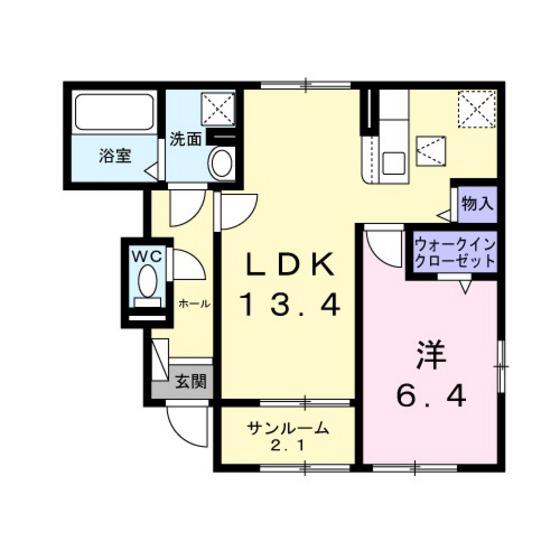 メゾン カルム(1LDK/1階)の間取り写真