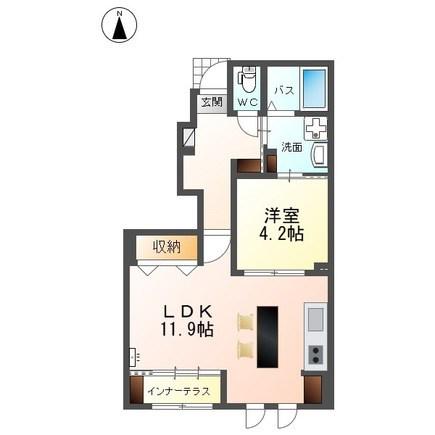 岡谷市長地源アパート(1LDK/1階)の間取り写真