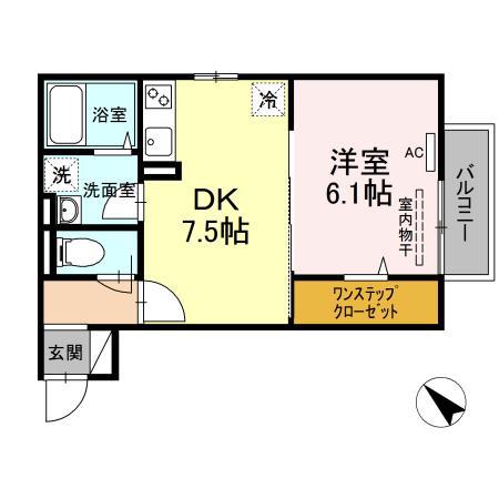 フレンズ多治米(1DK/1階)の間取り写真