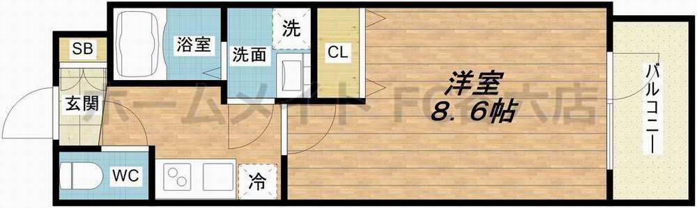 Y&RINO RESIDENCE(1K/8階)の間取り写真