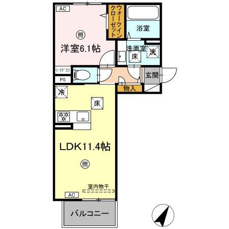 クリスタルパークテラス(1LDK/1階)の間取り写真